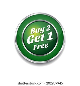 Buy 2 Get 1 Free Glossy Shiny Circular Vector Button