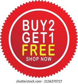 buy 2 get 1 free simple flat sales tag vector 