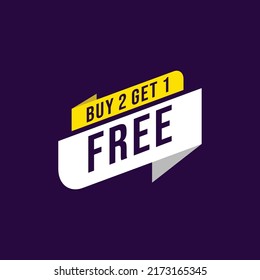 Buy 2 Get 1 Free Label Sale Vector Template Design Illustration