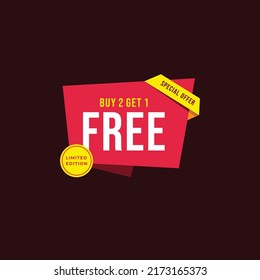 Buy 2 Get 1 Free Label Sale Vector Template Design Illustration