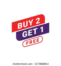 Buy 2 Get 1 Free Label Sale Vector Template Design Illustration