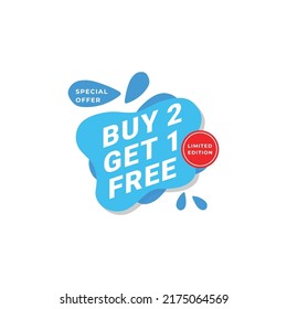 Buy 2 Get 1 Free Label Sale Vector Template Design Illustration