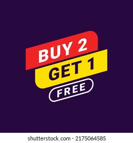 Buy 2 Get 1 Free Label Sale Vector Template Design Illustration