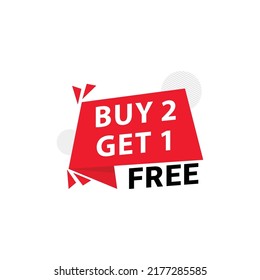 Buy 2 Get 1 Free Label Sale Vector Template Design Illustration