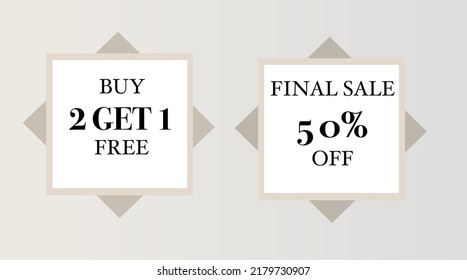 Comprar 2 obtener 1 gratis, comprar 2 obtener 1 banner de venta libre de publicidad portadora ilustración vectorial 