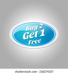 Buy 2 Get 1 Free Glossy Shiny Elliptical Vector Button