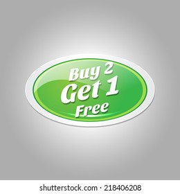 Buy 2 Get 1 Free Glossy Shiny Vector Button