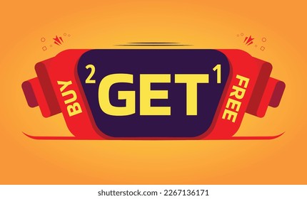 Buy 2 get 1 free modern Banner design template on yellow background