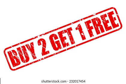 Buy 2 get 1 free red stamp text on white