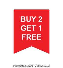 buy 2 get 1 free promo icon vector