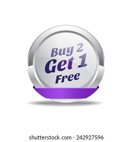 Buy 2 Get 1 Free Purple Circular Vector Button