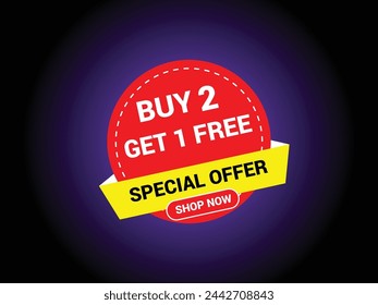 buy 2 get 1 free banner. Special offer banner, big sale, sale banner, banner design template.