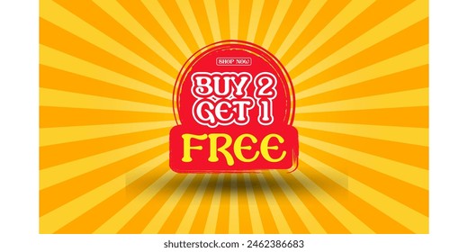 Buy 2 get 1 free offer vector for banner