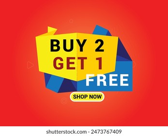 Buy 2 Get 1 Free Banner, Special Offer Banner, Big Sale, Sale Banner, Banner Design Template.