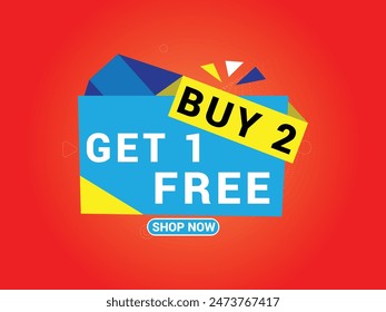 Buy 2 Get 1 Free Banner, Special Offer Banner, Big Sale, Sale Banner, Banner Design Template.