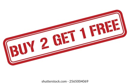 BUY 2 GET 1 FREE red stamp text on white