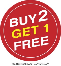 Buy 2 get 1 free, sale banner, discount tag