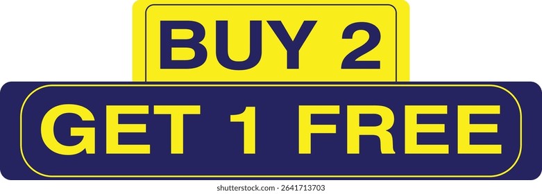 Buy 2 get 1 free, sale banner, discount tag
