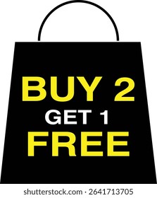 Buy 2 get 1 free, sale banner, discount tag