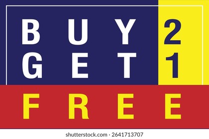 Buy 2 get 1 free, sale banner, discount tag