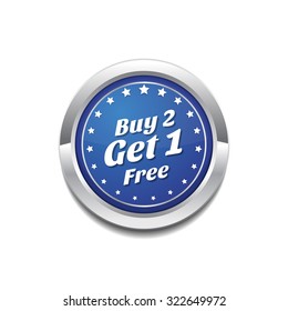 Buy 2 Get 1 Free Glossy Shiny Circular Vector Button