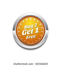 Buy 2 get 1 free Yellow Vector Icon Button