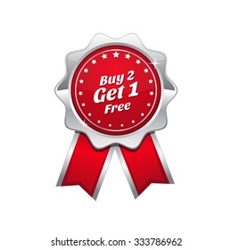 Buy 2 get 1 free Red Vector Icon