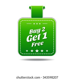 Buy 2 get 1 free Green Vector Icon