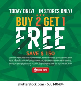 Buy 2 Get 1 Free Background Banner Vector Illustration