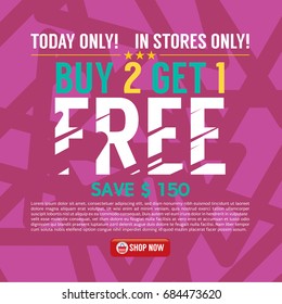 Buy 2 Get 1 Free Background Banner Vector Illustration
