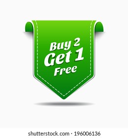 Buy 2 Get 1 Green Label Icon Vector Design
