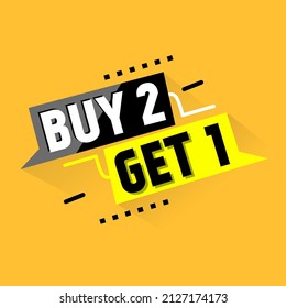 Comprar 2, obtener 1. Precio de oferta. Establecer la plantilla de diseño de banners de venta, etiquetas de descuento, gran promoción. ilustración vectorial
