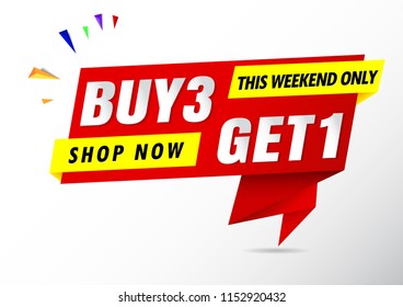 buy 3 get 1 free sale banner 