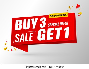 buy 3 get 1 free sale banner template