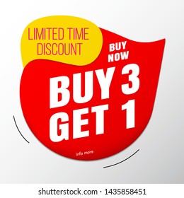 buy 3 get 1 free sale banner template red