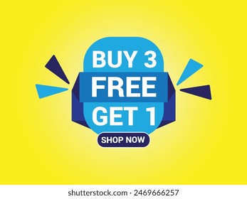Buy 3 Get 1 Free Banner, Special Offer Banner, Big Sale, Sale Banner, Banner Design Template.