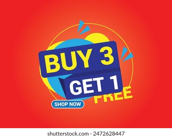 Buy 3 Get 1 Free Banner, Special Offer Banner, Big Sale, Sale Banner, Banner Design Template.