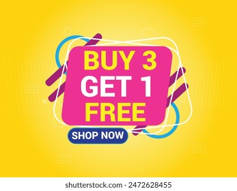Buy 3 Get 1 Free Banner, Special Offer Banner, Big Sale, Sale Banner, Banner Design Template.