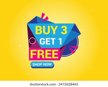 Buy 3 Get 1 Free Banner, Special Offer Banner, Big Sale, Sale Banner, Banner Design Template.