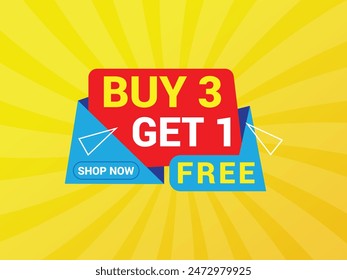 Buy 3 Get 1 Free Banner, Special Offer Banner, Big Sale, Sale Banner, Banner Design Template.