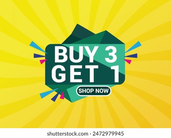 Buy 3 Get 1 Free Banner, Special Offer Banner, Big Sale, Sale Banner, Banner Design Template.