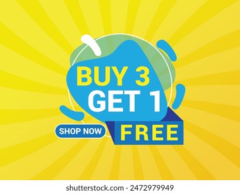 Buy 3 Get 1 Free Banner, Special Offer Banner, Big Sale, Sale Banner, Banner Design Template.