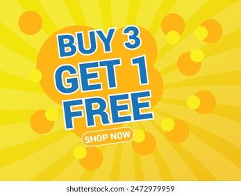 Buy 3 Get 1 Free Banner, Special Offer Banner, Big Sale, Sale Banner, Banner Design Template.