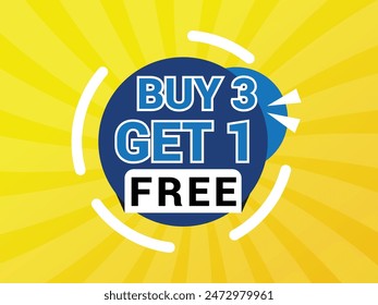 Buy 3 Get 1 Free Banner, Special Offer Banner, Big Sale, Sale Banner, Banner Design Template.