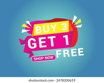 Buy 3 Get 1 Free Banner, Special Offer Banner, Big Sale, Sale Banner, Banner Design Template.