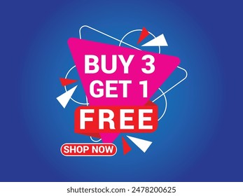 Buy 3 Get 1 Free Banner, Special Offer Banner, Big Sale, Sale Banner, Banner Design Template.