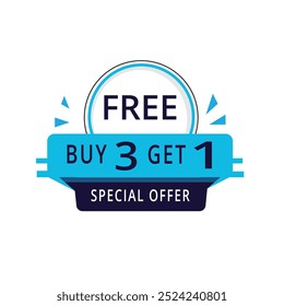 Buy 3 get 1 free banner sign colourful for advertising or promotion.