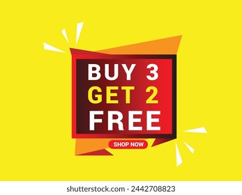 buy 3 get 2 free banner. Special offer banner, big sale, sale banner, banner design template.