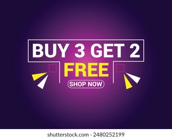Buy 3 Get 2 Free Banner, Special Offer Banner, Big Sale, Sale Banner, Banner Design Template.