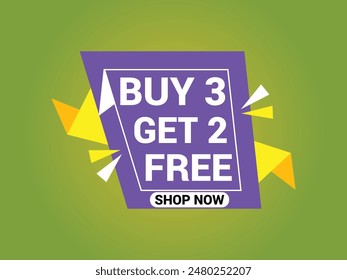 Buy 3 Get 2 Free Banner, Special Offer Banner, Big Sale, Sale Banner, Banner Design Template.